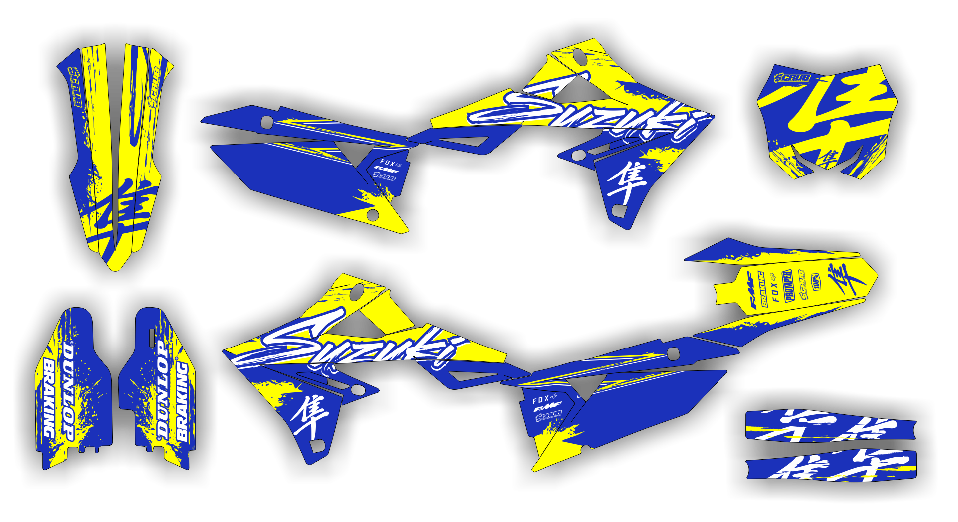 Stock Kit - 448 - HONDA CR 125 250 02-07 POSLIPORT RESTYLED 2.0 - JM RACING 22 ST