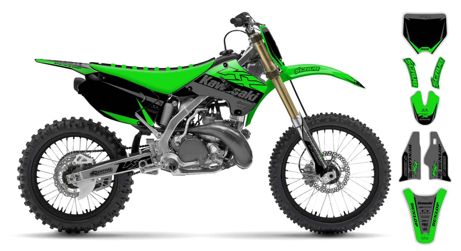 希少ヴィンテージ☆PEARL LINE KX250RD☆ Kawasaki KX 250 1996-1998 Graphics Kit - Zuniper ST