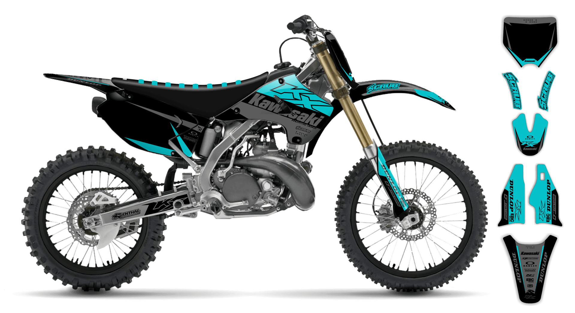 希少ヴィンテージ☆PEARL LINE KX250RD☆ Kawasaki KX 250 1996-1998 Graphics Kit - Zuniper ST