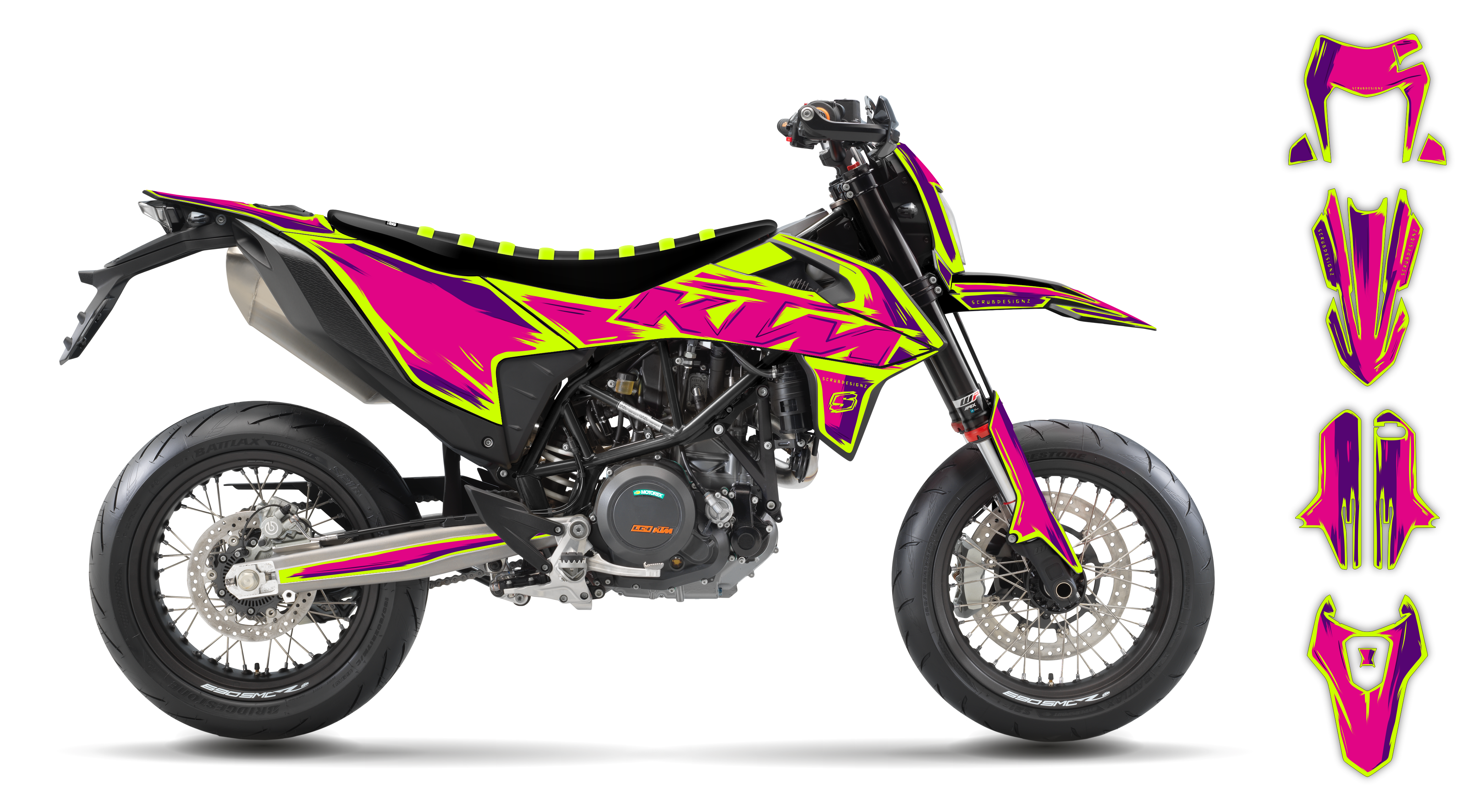 KTM SMC-R 690 2012-2018 Graphics Kit Fluo Artlex LE