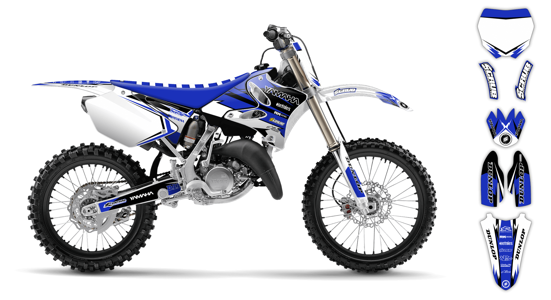 Plaques Numéro Latérales Moto Cross YAMAHA YZ 125 WRZ 125YZ 250 WRZ 250 1996 2001 109991 - Foto 9