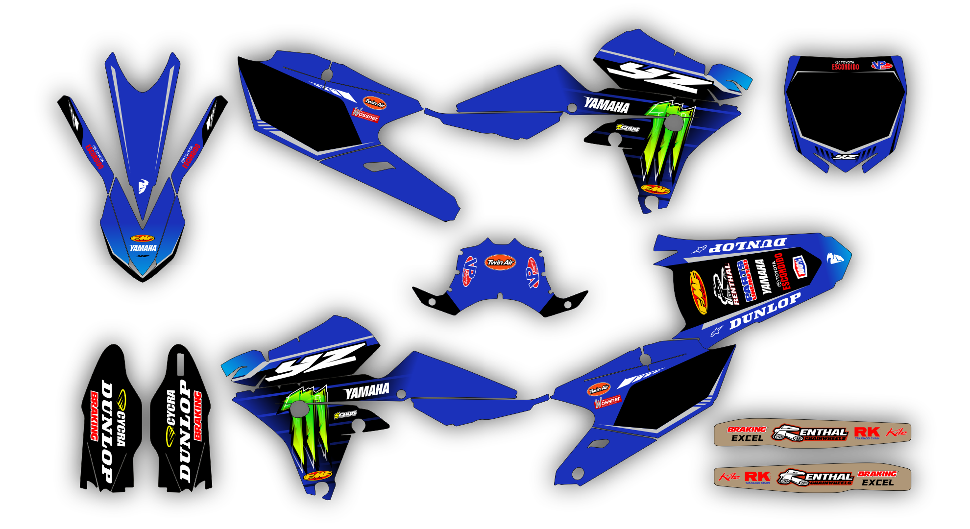 Stock Kit - 502 - Yamaha YZF 250 14-18 450 14-17 - Factory replica 4 LE