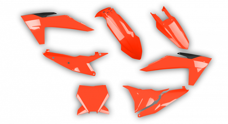 KTM SX SX-F / XC XC-F 2023-2024 - Plastics Kit - Plastik Kit - Kit Plastique - Full Kit Fluo Orange Basic