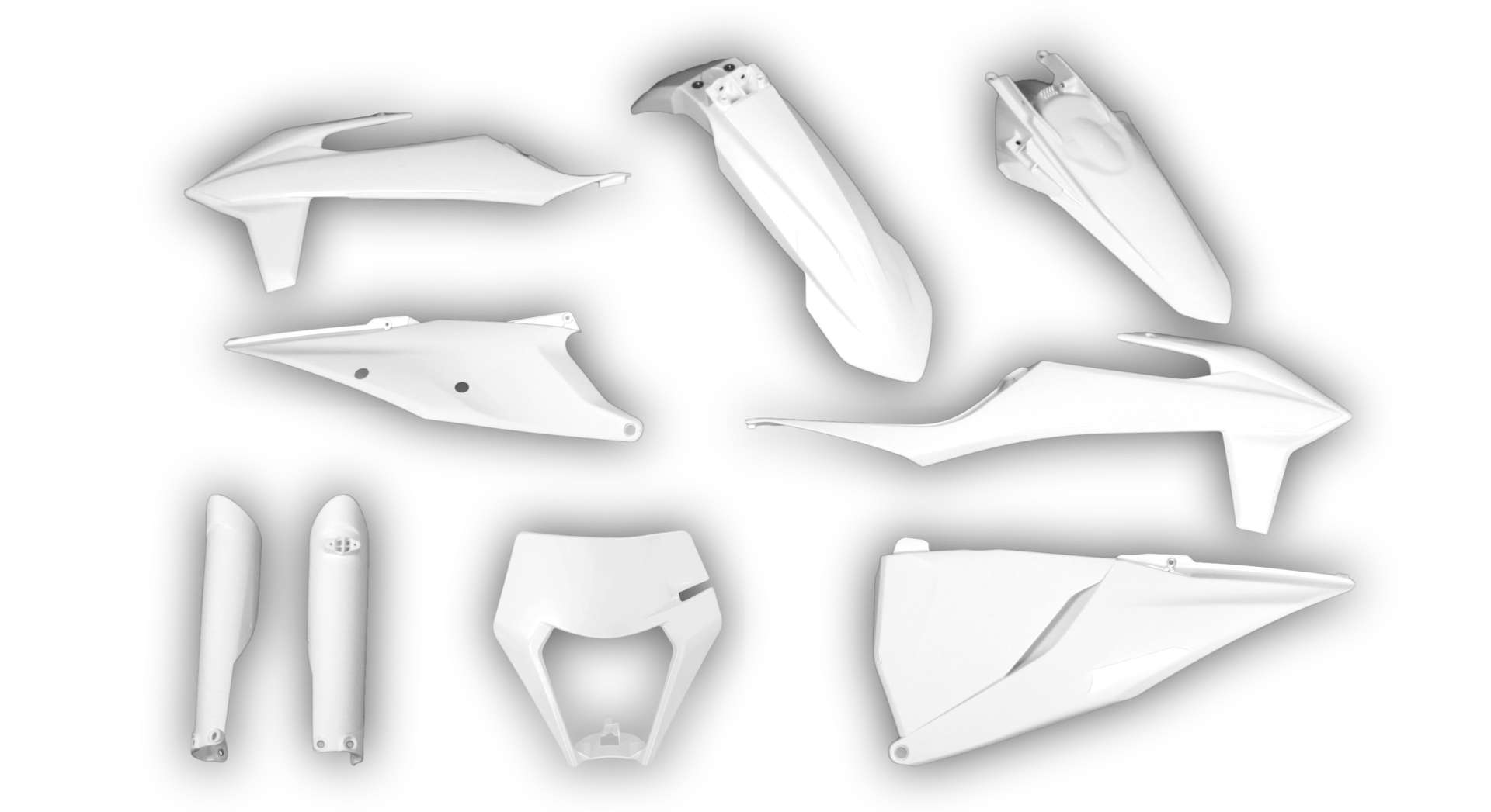 KTM EXC EXC-F / XC-W XCF-W 2020-2023 - Plastics Kit - Plastik Kit - Kit Plastique - Full Kit White