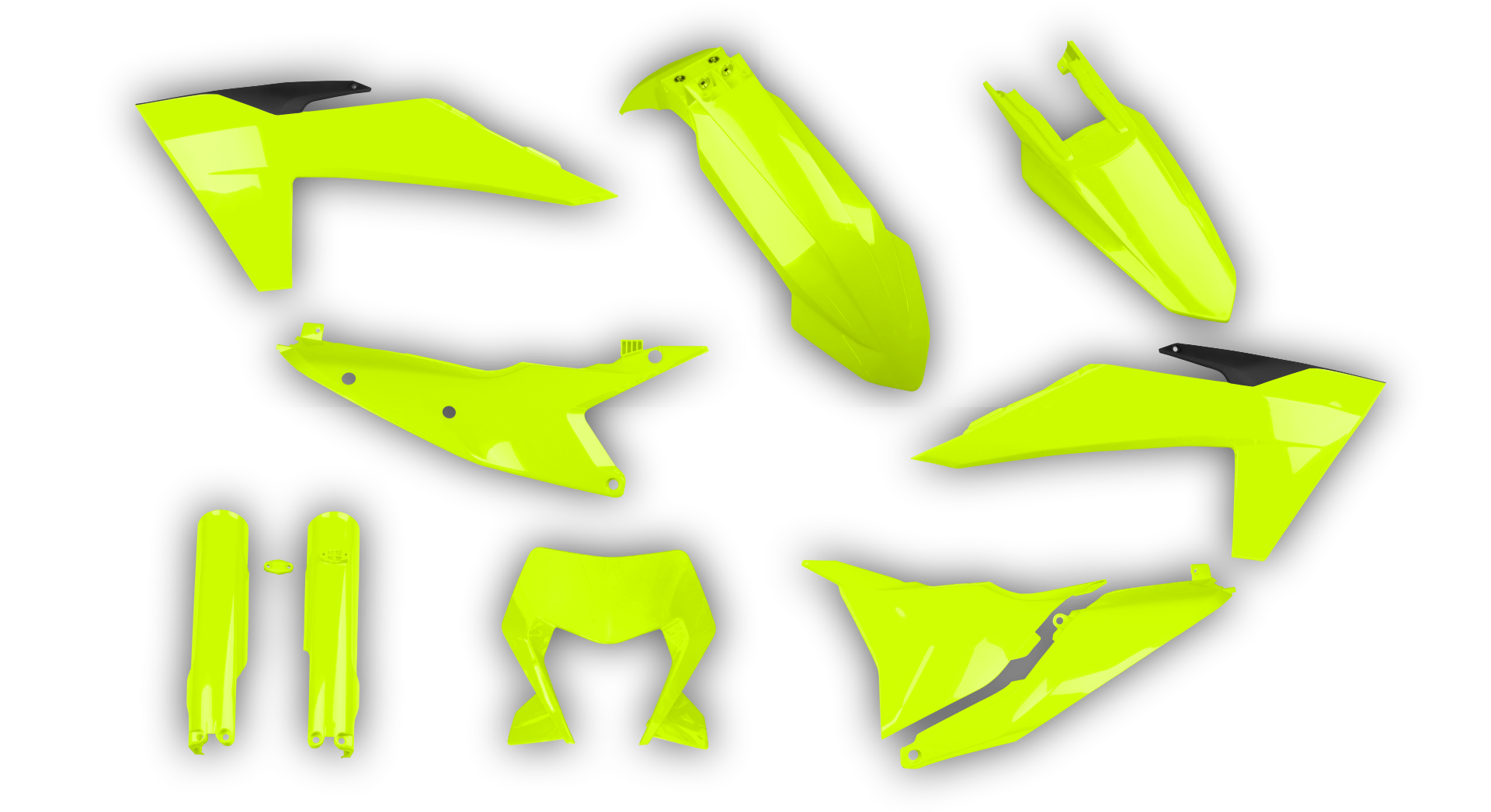 KTM EXC EXC-F / XC-W XCF-W 2024-2025 - Plastics Kit - Plastik Kit - Kit Plastique - Full Kit Fluo