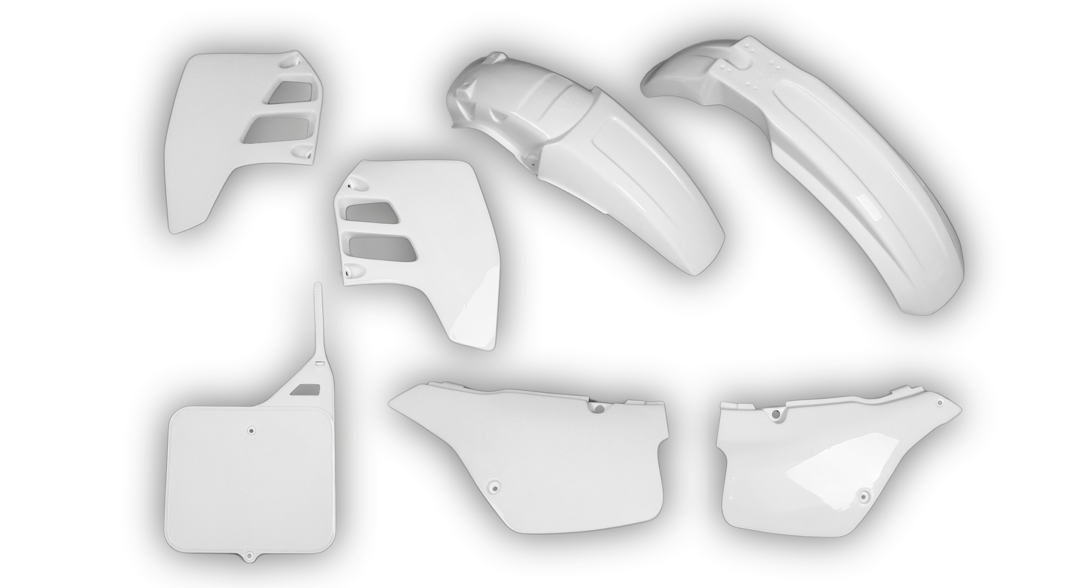 Suzuki RM 125 1989-1991 - Plastics Kit - Plastik Kit - Kit Plastique - Full Kit White