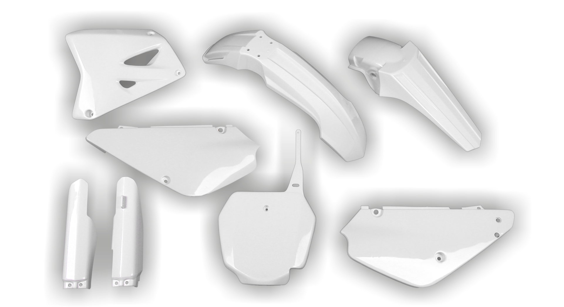 Suzuki RM 85 Restyle 2002-2023 - Plastics Kit - Plastik Kit - Kit Plastique - Full Kit White