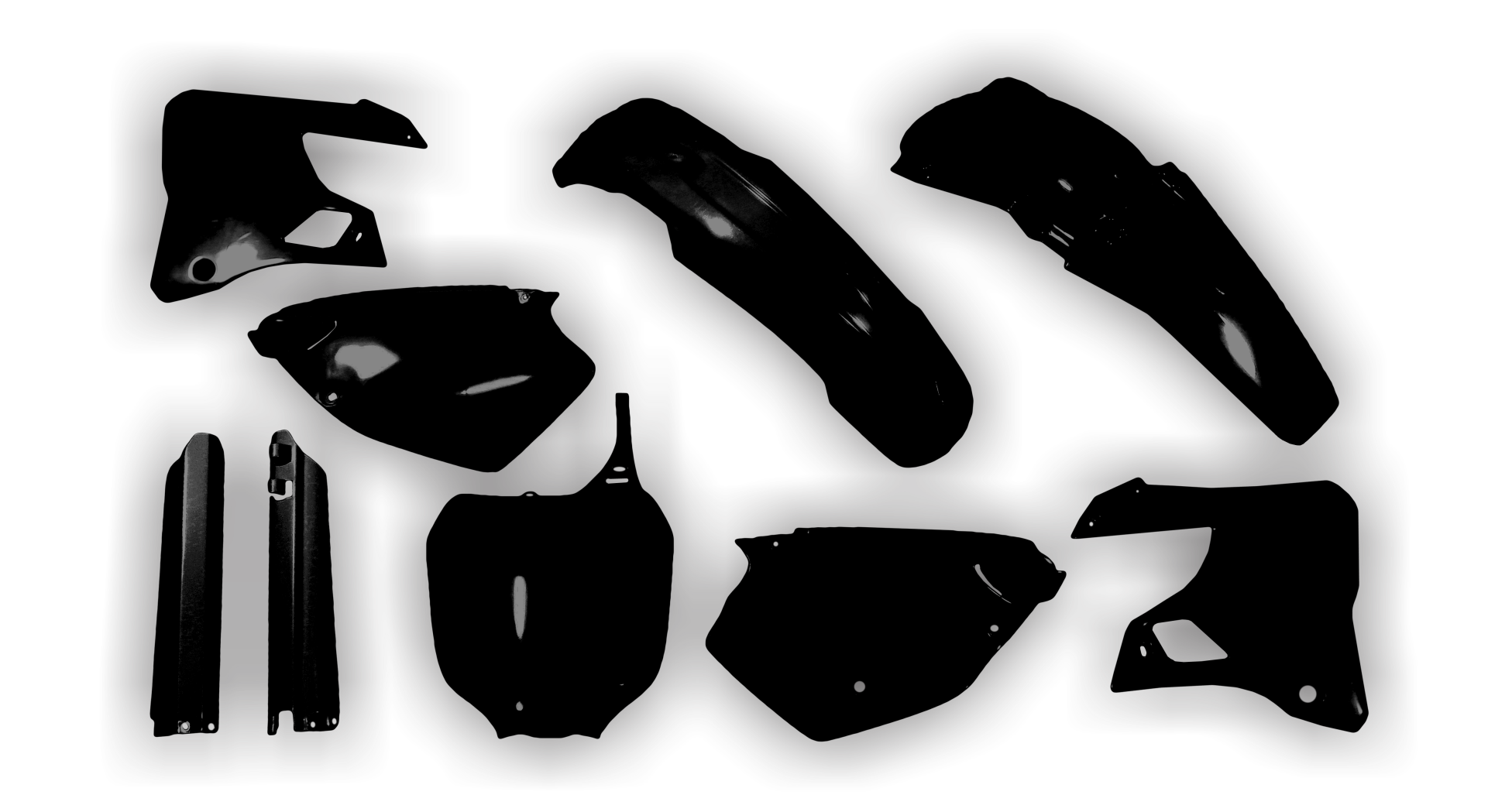 Yamaha - YZ 125 2000-2001 - Plastics Kit - Plastik Kit - Kit Plastique - Full Kit Black