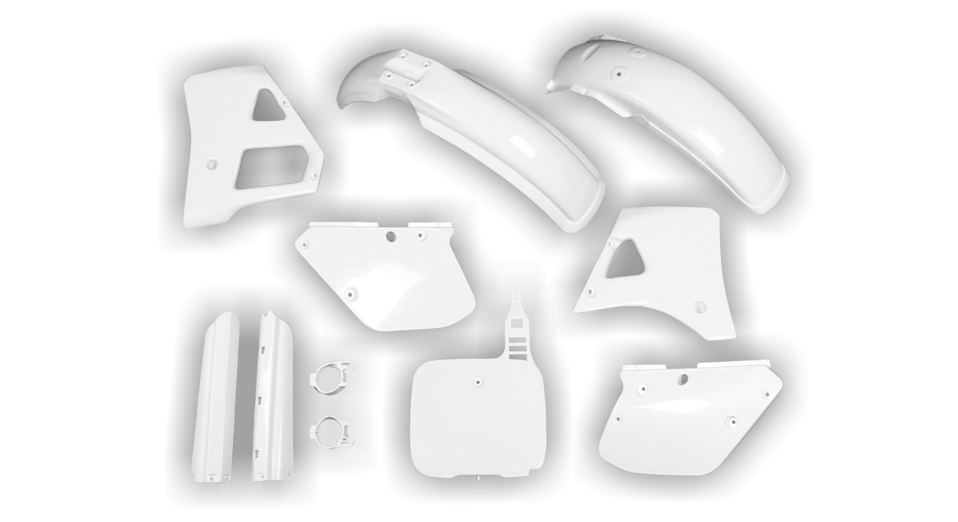 Yamaha - YZ 125 1989-1990 - Plastics Kit - Plastik Kit - Kit Plastique - Full Kit White
